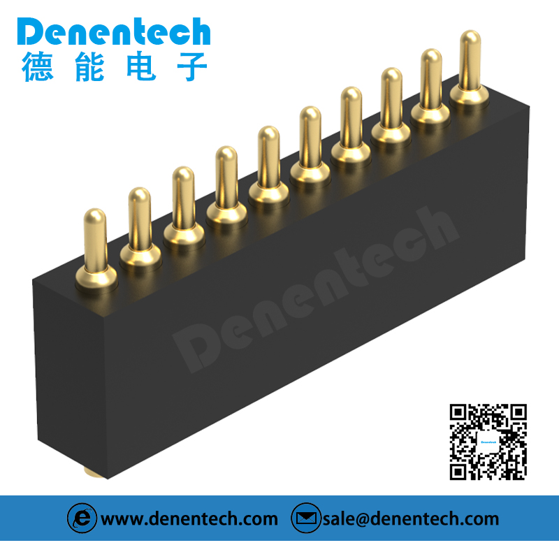 Denentech 支持定制1.27MM弹簧针H4.0单排公座180度SMT贴片医疗雾化器弹簧针